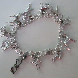 Sterling Silver Charm Bracelet with Dogs and Horses 11 charms